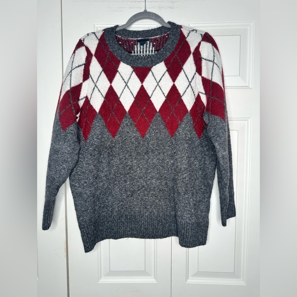 Torrid Women’sSweater Charcoal Grey Argyle Color Block Size 0 (L 12)